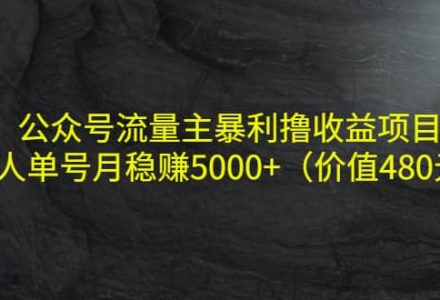 公众号流量主暴利撸收益项目，单人单号月稳赚5000 （价值480元）-创艺项目网