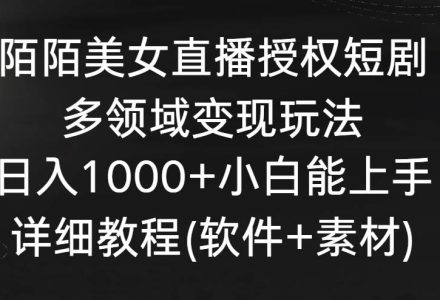 陌陌美女直播授权短剧，多领域变现玩法，日入1000+小白能上手，详细教程…-创艺项目网