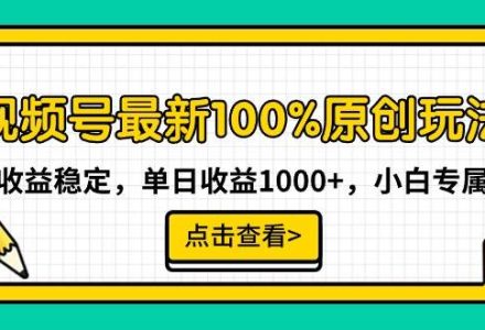 视频号最新100%原创玩法，收益稳定，单日收益1000+，小白专属-创艺项目网