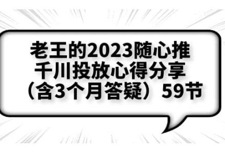 老王的2023随心推 千川投放心得分享（含3个月答疑）59节-创艺项目网