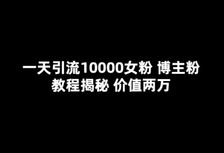 一天引流10000女粉，博主粉教程揭秘（价值两万）-创艺项目网