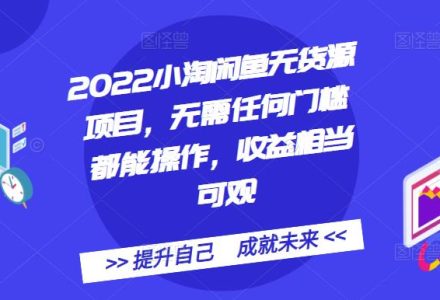 2022小淘闲鱼无货源项目，无需任何门槛都能操作，收益相当可观-创艺项目网