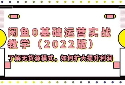 闲鱼0基础运营实战教学（2022版）了解无货源模式，如何扩大提升利润-创艺项目网