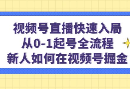 视频号直播快速入局：从0-1起号全流程，新人如何在视频号掘金-创艺项目网