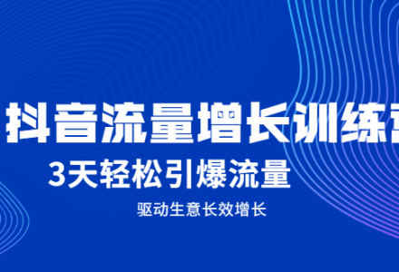 抖音流量增长训练营，3天轻松引爆流量，驱动生意长效增长-创艺项目网