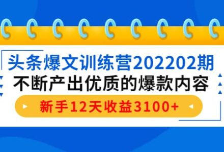 头条爆文训练营202202期，不断产出优质的爆款内容-创艺项目网