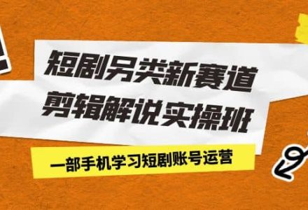 短剧另类新赛道剪辑解说实操班：一部手机学习短剧账号运营（29节 价值500）-创艺项目网