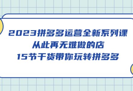 2023拼多多运营全新系列课，从此再无难做的店，15节干货带你玩转拼多多-创艺项目网