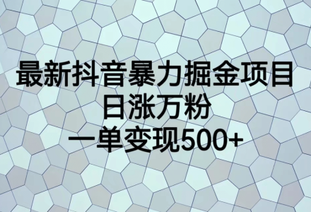 最火热的抖音暴力掘金项目，日涨万粉，多种变现方式，一单变现可达500-创艺项目网