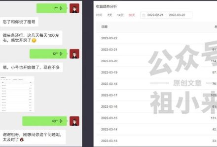 祖小来实操15天，单号日收益100 ，月入过万简单可复制的微头条玩法【付费文章】-创艺项目网