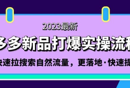 拼多多-新品打爆实操流程：轻松快速拉搜索自然流量，更落地·快速提升-创艺项目网