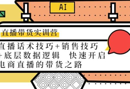 直播带货实训营：话术技巧 销售技巧 底层数据逻辑 快速开启直播带货之路-创艺项目网