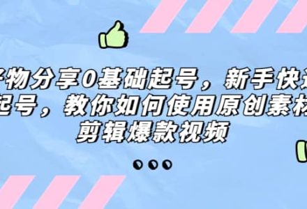 好物分享0基础起号，新手快速起号，教你如何使用原创素材剪辑爆款视频-创艺项目网