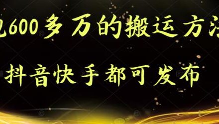 抖音快手都可发布的，实测跑600多万的搬运方法-创艺项目网