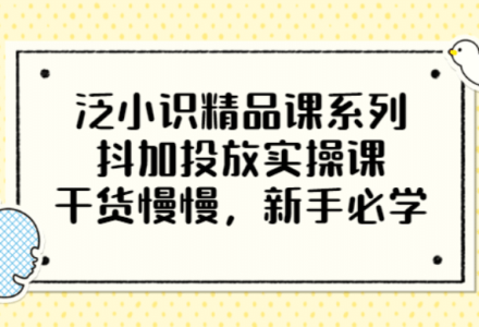 泛小识精品课系列：抖加投放实操课，干货慢慢，新手必学（12节视频课）-创艺项目网