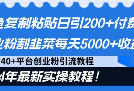 闲鱼复制粘贴日引200+付费创业粉，割韭菜日稳定5000+收益，24年最新教程！-创艺项目网