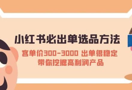 小红书必出单选品方法：客单价300-3000 出单很稳定 带你挖掘高利润产品-创艺项目网