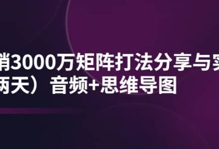 某线下培训：月销3000万矩阵打法分享与实操（两天）音频 思维导图-创艺项目网