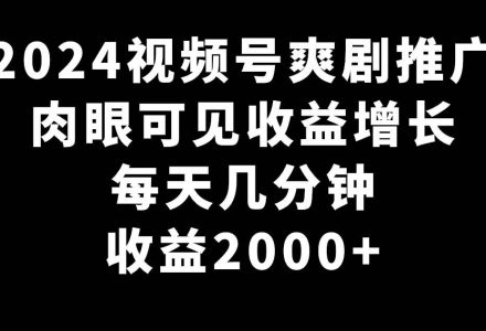 2024视频号爽剧推广，肉眼可见的收益增长，每天几分钟收益2000+-创艺项目网