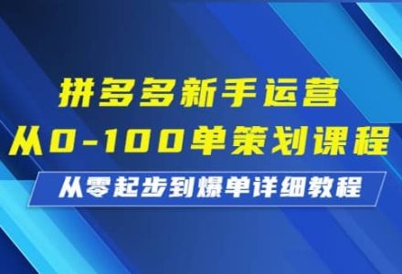 拼多多新手运营从0-100单策划课程，从零起步到爆单详细教程-创艺项目网