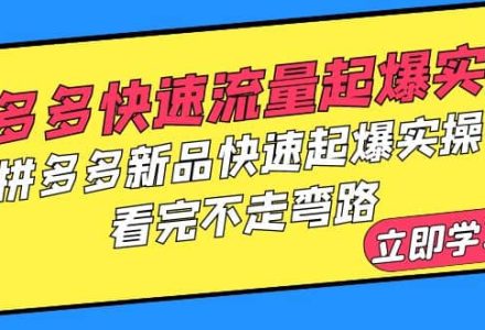 拼多多-快速流量起爆实战，拼多多新品快速起爆实操，看完不走弯路-创艺项目网