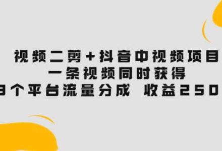 视频二剪 抖音中视频项目：一条视频获得3个平台流量分成 收益250% 价值4980-创艺项目网