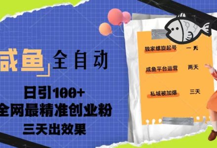 23年咸鱼全自动暴力引创业粉课程，日引100 三天出效果-创艺项目网