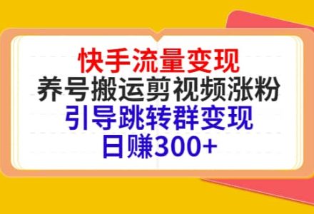 快手流量变现，养号搬运剪视频涨粉，引导跳转群变现日赚300-创艺项目网