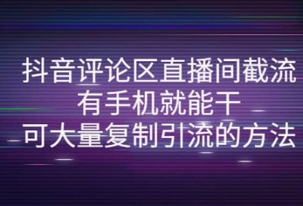 抖音评论区直播间截流，有手机就能干，可大量复制引流的方法-创艺项目网