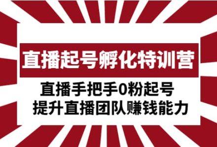 直播起号孵化特训营：直播手把手0粉起号 提升直播团队赚钱能力-创艺项目网