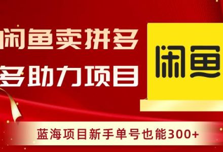 闲鱼卖拼多多助力项目，蓝海项目新手单号也能300-创艺项目网