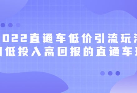 2022直通车低价引流玩法，教大家如何低投入高回报的直通车玩法-创艺项目网