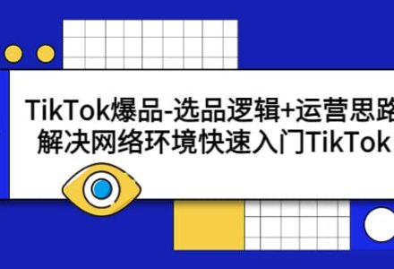 TikTok爆品-选品逻辑 运营思路：解决网络环境快速入门TikTok-创艺项目网