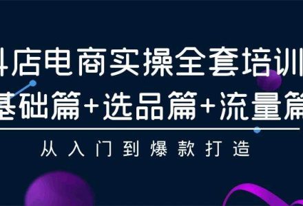 抖店电商实操全套培训课：基础篇+选品篇+流量篇，从入门到爆款打造-创艺项目网