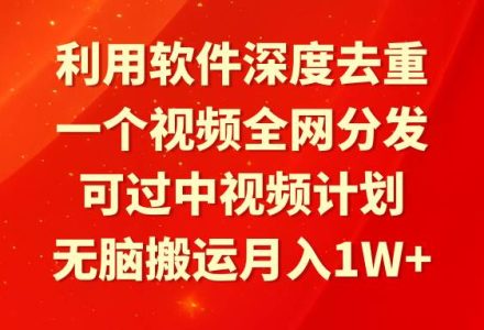 利用软件深度去重，一个视频全网分发，可过中视频计划，无脑搬运月入1W+-创艺项目网