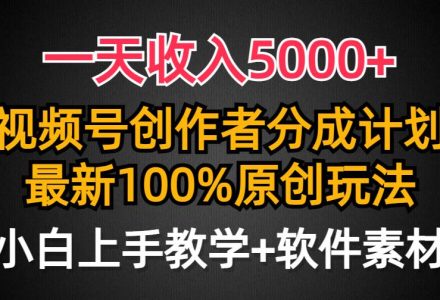 一天收入5000 ，视频号创作者分成计划，最新100%原创玩法，小白也可以轻…-创艺项目网