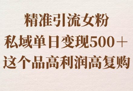 精准引流女粉，私域单日变现500＋，高利润高复购，保姆级实操教程分享-创艺项目网