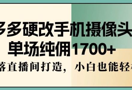 多多硬改手机摄像头，单场纯佣1700+，日不落直播间打造，小白也能轻松操作-创艺项目网