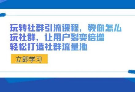 玩转社群 引流课程，教你怎么玩社群，让用户裂变倍增，轻松打造社群流量池-创艺项目网