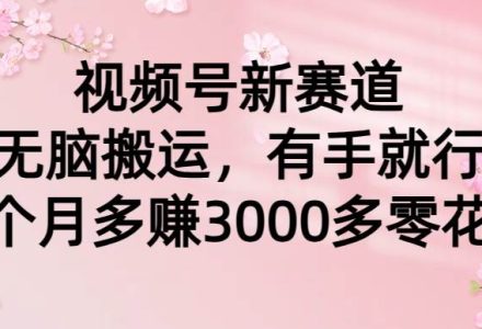 视频号新赛道，无脑搬运，有手就行，每个月多赚3000多零花钱-创艺项目网