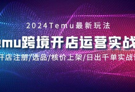 2024Temu跨境开店运营实战课，开店注册/选品/核价上架/日出千单实战课-创艺项目网