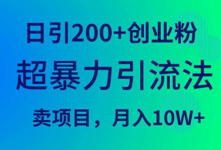 超暴力引流法，日引200+创业粉，卖项目月入10W+-创艺项目网