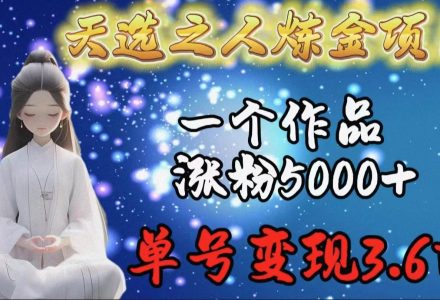 天选之人炼金项目，一个作品涨粉5000 ，单号变现3.6w-创艺项目网