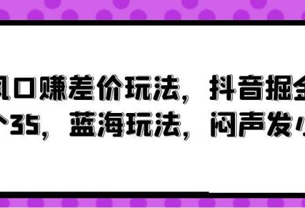 风口赚差价玩法，抖音掘金，一个35，蓝海玩法，闷声发小财-创艺项目网