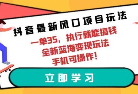 抖音最新风口项目玩法，一单35，执行就能搞钱 全新蓝海变现玩法 手机可操作-创艺项目网