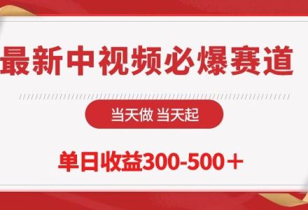 最新中视频必爆赛道，当天做当天起，单日收益300-500＋！-创艺项目网