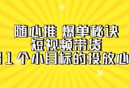 随心推 爆单秘诀，短视频带货-超1个小目标的投放心得（7节视频课）-创艺项目网