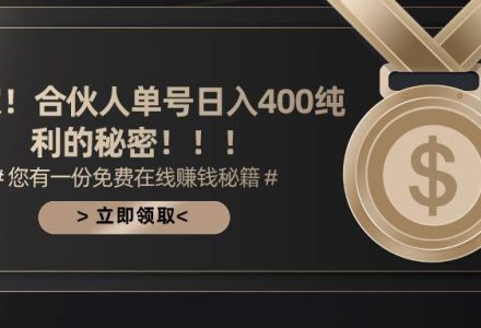 合伙人广告撸金最新玩法，每天单号400纯利-创艺项目网