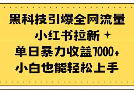 黑科技引爆全网流量小红书拉新，单日暴力收益7000 ，小白也能轻松上手-创艺项目网