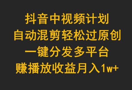 抖音中视频计划，自动混剪轻松过原创，一键分发多平台赚播放收益，月入1w+-创艺项目网